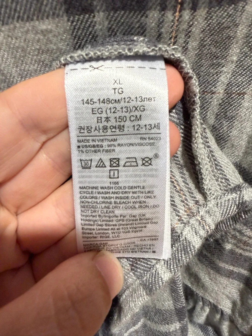 Gap Kids Gray Plaid Button-Front Tunic Dress Size XL
